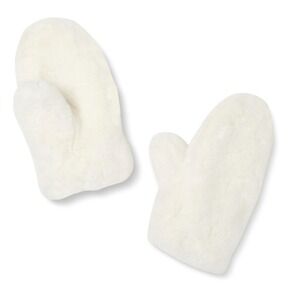 The Drop Womens Aspen Faux Fur Mittens, Whisper White, One Size Warm Cozy Winter